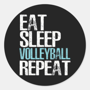 Sticker Rond Eat Sleep Volleyball Répéter Grand Sport Jeu