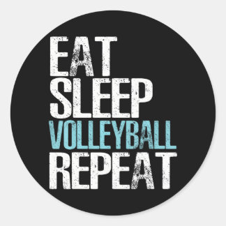 Sticker Rond Eat Sleep Volleyball Répéter Grand Sport Jeu