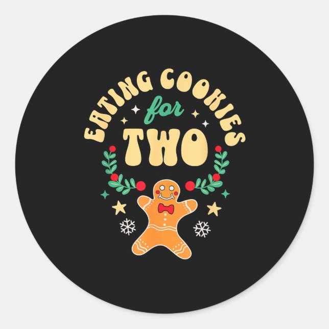 Sticker Rond Eating Christmas Cookies For Two - Pregnancy Revea (Devant)