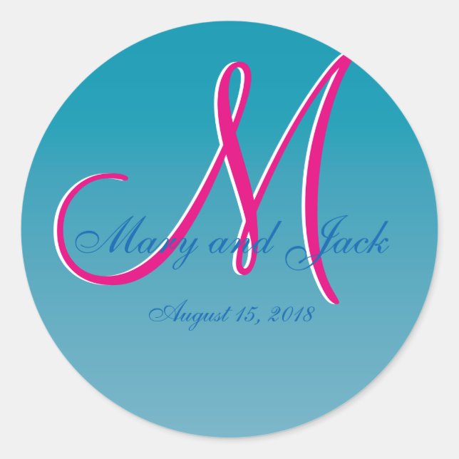 Sticker Rond Eau bleue 3d Monogramme (Devant)