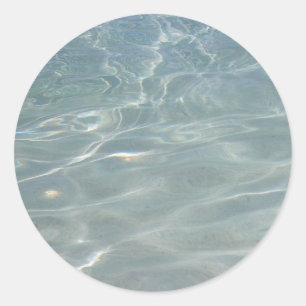 Sticker Rond Eau des Caraïbes Bleu Abstrait Nature