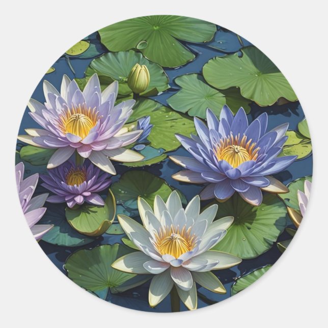 Sticker Rond Eau Lily fleur vibrante (Devant)