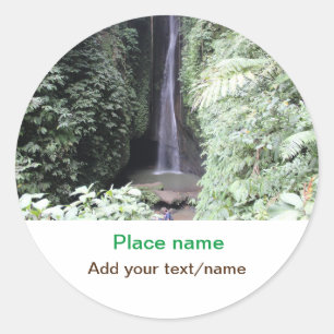 Sticker Rond eau océan plage photo ajouter nom texte place été