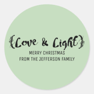Sticker Rond Ebony Elegant Sketched Love & Light Holiday