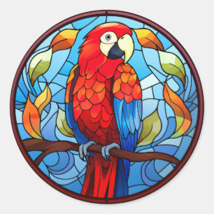 Sticker Rond Écarpe en verre doux Macaw Parrot Bird