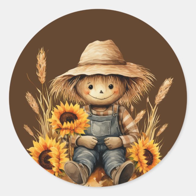 Sticker Rond Écart avec tournesol (Devant)
