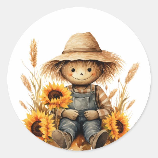 Sticker Rond Écart avec tournesol (Devant)