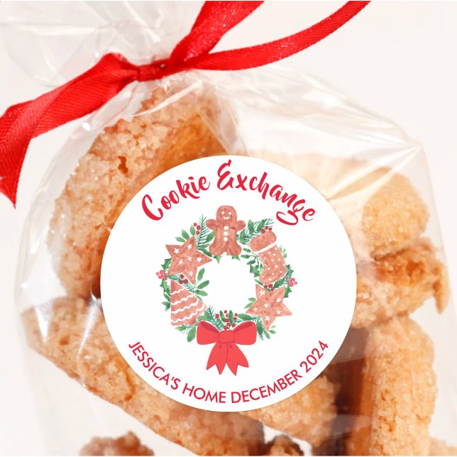 Sticker Rond Échange de biscuits de Noël (Créateur téléchargé)