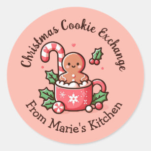 Sticker Rond Échange de biscuits de Noël modifiables