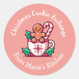 Sticker Rond Échange de biscuits de Noël personnalisables