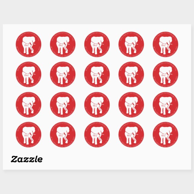 Sticker Rond Échange de cadeaux White Elephant Fête de Noël (Feuille)