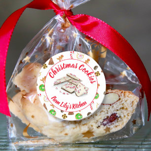 Sticker Rond Échange de cookies de Noël aquarelle