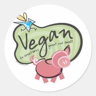 Sticker Rond Échange de messages Vegan mignon