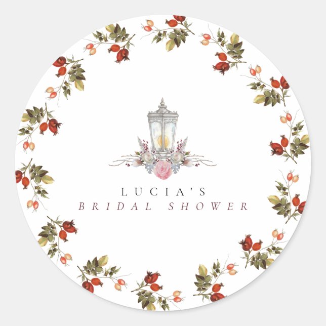 Sticker Rond Échantillon Rustique Floral Roses et Lanterne Mari (Devant)
