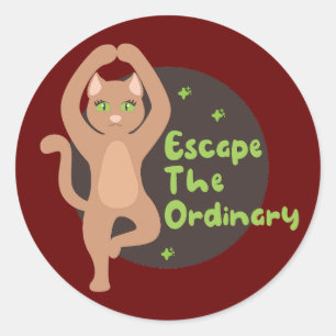 Sticker Rond Échapper à l'ordinaire Kawaii mignon chat faisant 
