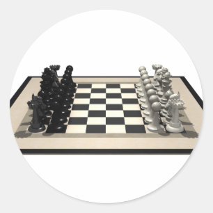 Sticker Rond Échecboard avec pièces d'échecs :
