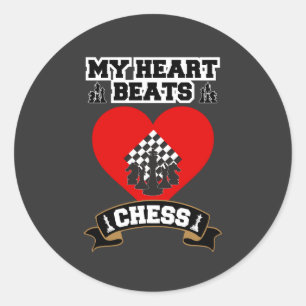 Sticker Rond Échecs Coeur pièces Stratégie Jeu Amour Passion
