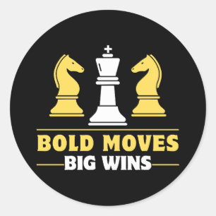 Sticker Rond Échecs - Mouvements audacieux, grandes victoires