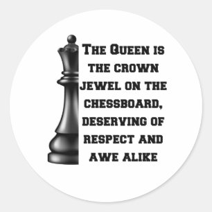 Sticker Rond Échecs Queen Black White Power Stratégie de respec