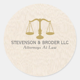 Sticker Rond Echelle de texture de lin beige et de justice d'or