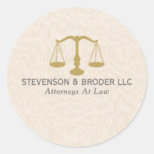 Sticker Rond Echelle de texture de lin beige et de justice d'or