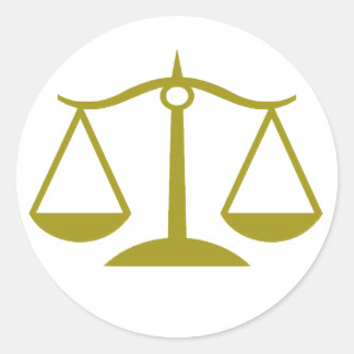 Sticker Rond Échelles de justice - Or