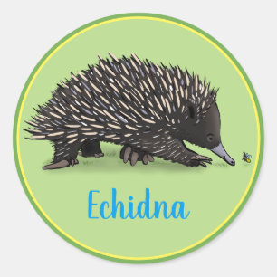 Sticker Rond Echidna mignonne avec dessin animé