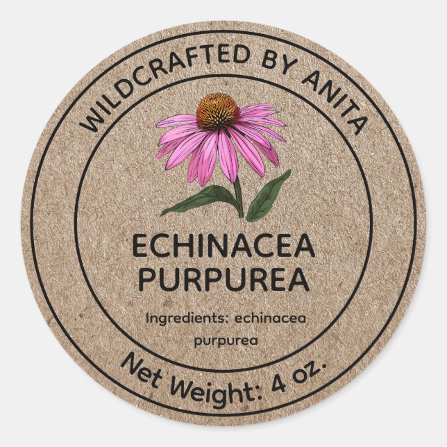 Sticker Rond Echinacea Purpurea Confleur pourpre (Devant)
