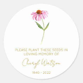 Sticker Rond Echinacea | Simple pochette de graines de souvenir