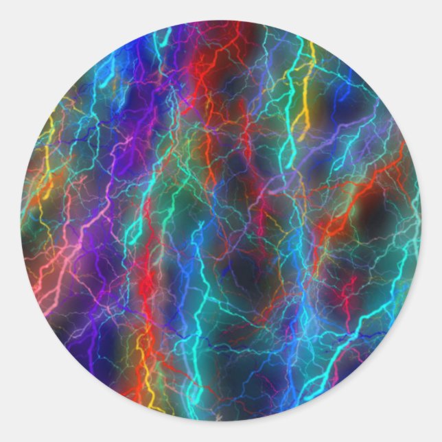 Sticker Rond Éclair arc-en-ciel (Devant)
