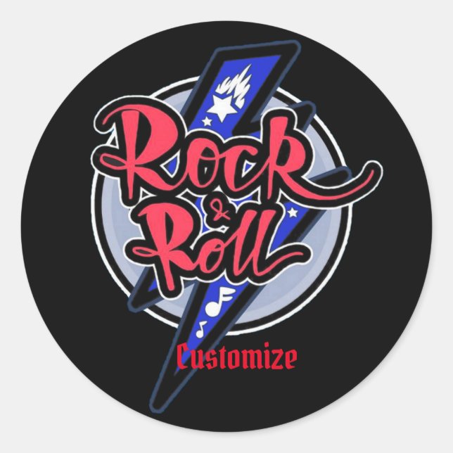 Sticker Rond Éclair de roche et de rouleau (Devant)