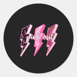 Sticker Rond Éclair Ruban rose Éclair cancer du sein Maman G