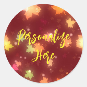 Sticker Rond Éclairage automne coloré feuille d'érable brun ora