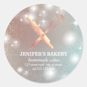 Sticker Rond Éclairage brillant rouleau pin & whisky chef boula