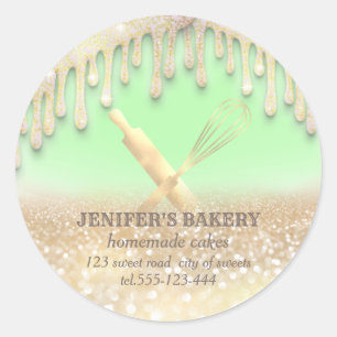 Sticker Rond Éclairage brillant rouleau pin & whisky chef boula