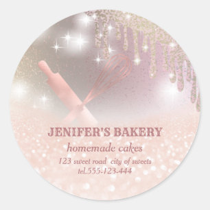 Sticker Rond Éclairage brillant rouleau pin & whisky chef boula