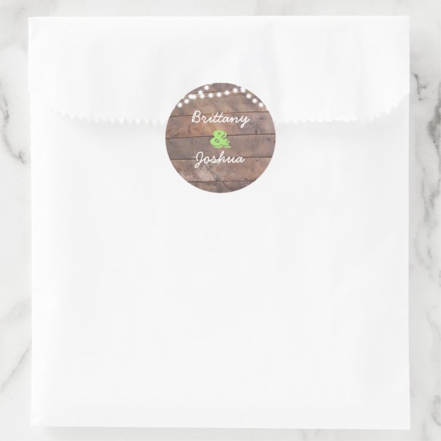 Sticker Rond Éclairage en bois d'écorce Vert Personnalisé (Sac)