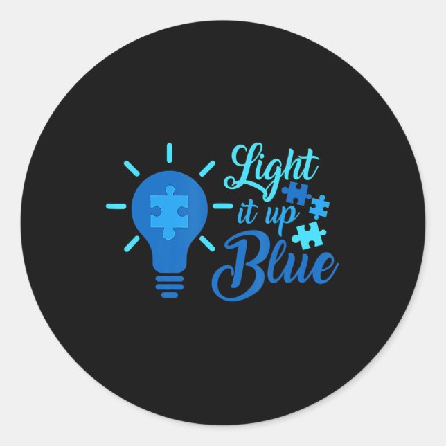 Sticker Rond Éclairer la Sensibilisation sur l'autisme bleue Ru (Devant)