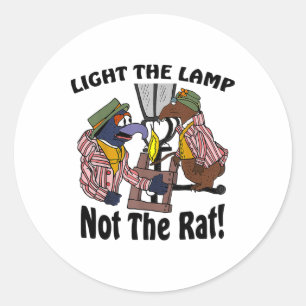 Sticker Rond Éclairez la lampe pas le rat Noël drôle
