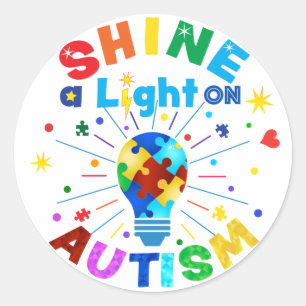 Sticker Rond ÉCLAIREZ une lumière sur AUTISM