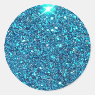 Sticker Rond Éclat bleu exagéré de parties scintillantes