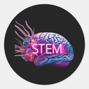 Sticker Rond Éclatement du cerveau de la tige - Science