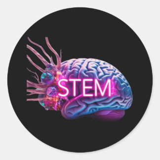 Sticker Rond Éclatement du cerveau de la tige - Science