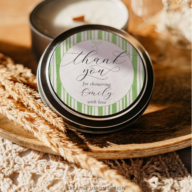 Sticker Rond Eclectique Grandes Merci Baby shower vert (Créateur téléchargé)