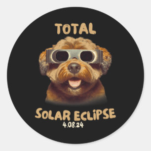 Sticker Rond Eclipse Chien Portant Des Éclipses Solaires