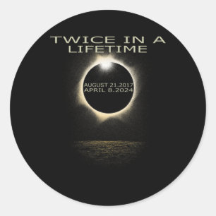 Sticker Rond Éclipse Solaire 2024 Deux Fois Dans Éclipse Solair