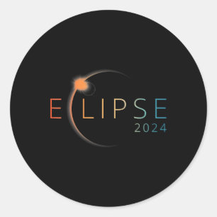 Sticker Rond Éclipse solaire 2024 Éclipse solaire totale 4.08.2