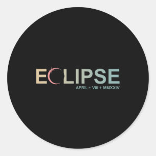 Sticker Rond Éclipse solaire 2024 Éclipse solaire totale 4.08.2