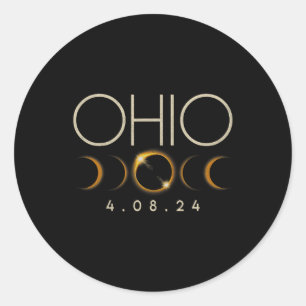 Sticker Rond Éclipse solaire 2024 État Ohio Total Éclipse solai
