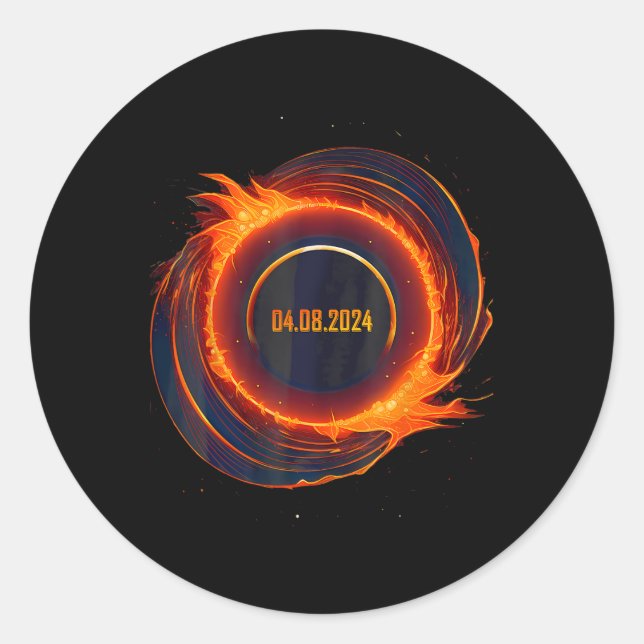 Sticker Rond Éclipse solaire 2024 Total Éclipse solaire (Devant)